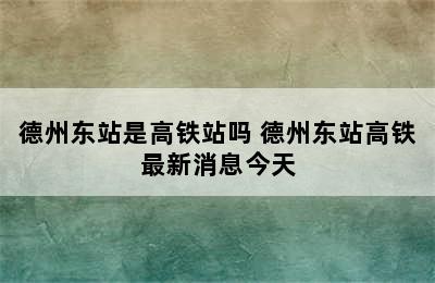 德州东站是高铁站吗 德州东站高铁最新消息今天